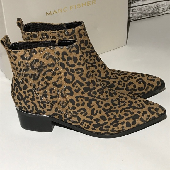 Marc Fisher Suede Leopard Chelsea Ankle Bootie - Picture 5 of 10